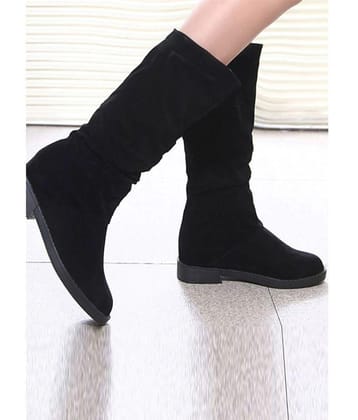 Shoetopia Black Knee Length Casual Boots - None