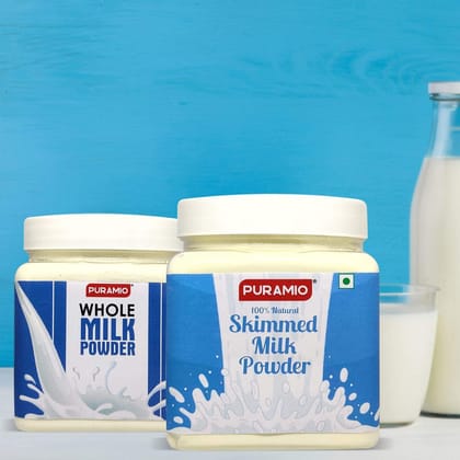 Puramio Combo Pack of - Skimmed Milk, 350 gm & Whole Milk Powder, 300 gm