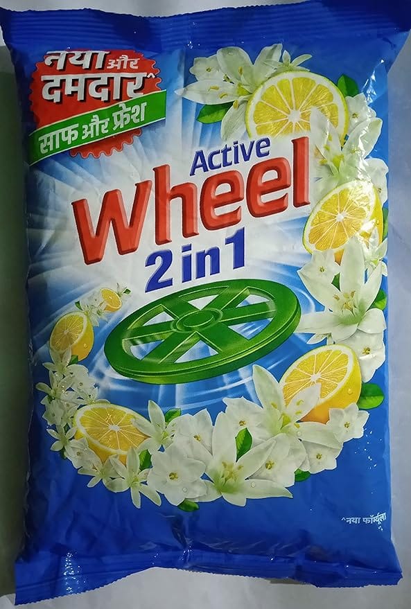 Active Wheel 2 In 1 Detergent Powder, 1 Kg