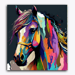 Horse Colorful Abstract Portrait-Without Frame / 18x20 inch / 24 Palette