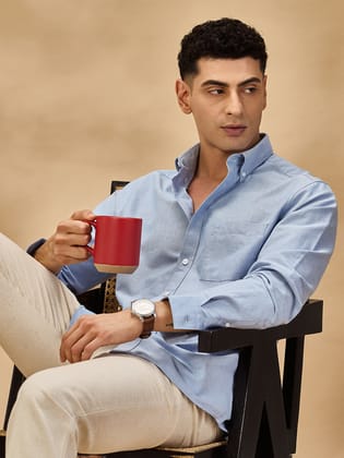 Aldeno Men Blue Formal Shirt (CRUDE)-S