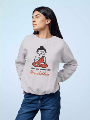 Calm As Buddha - Sukhiaatma Unisex Graphic Printed Sweatshirt-XL-44