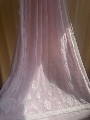 Georgette Chikankari saree in Pink-Pink