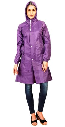 Romano nx 100% Waterproof Premium Quality Heavy Duty Double Layer Hooded Long Raincoat Women in a Storage Bag-Medium