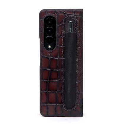 Samsung Galaxy Dark Brown Deep Cut Leather Mobile Cover By Brune & Bareskin-Fold 5