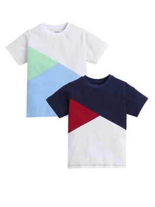 Pack of 2 Unisex Cotton T-shirts in Assorted Colors - 6 to 12 Months to 7 to 8 Years-6-12 M / Assorted / Cotton