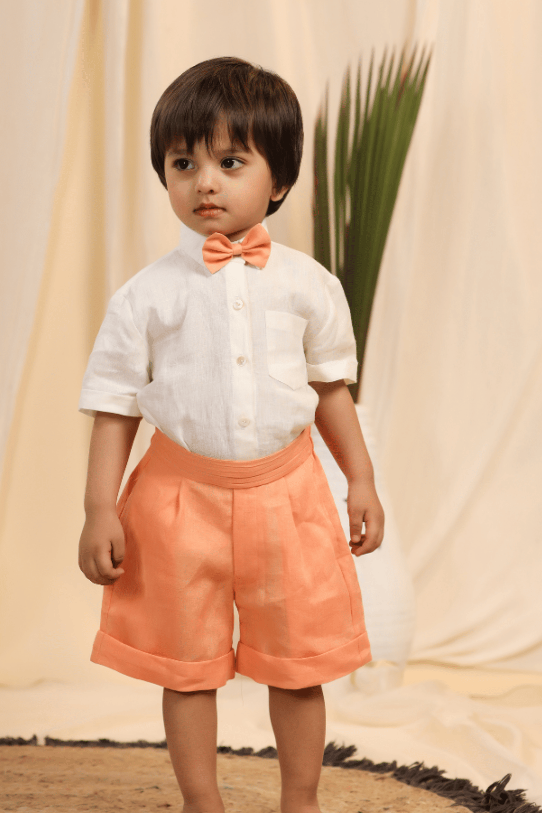 Orange Pintuck Shorts and Shirt Set-0-6 months
