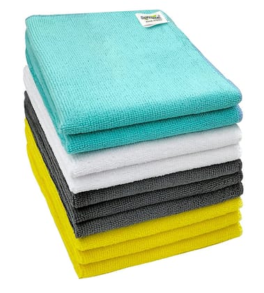 SOFTSPUN Microfiber Cleaning Cloths, 10 pcs 30x35ms 280GSM Multi-Color Highly Absorbent, Lint and Streak Free, Multi - Purpose Wash Cloth for Kitchen, Car, Window, Stainless Steel