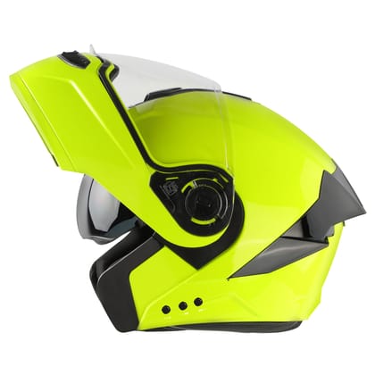 Steelbird Bluetooth Flip Up ISI Certified Helmet for Men and Women with Inner Smoke Sun Shield | SBA-8 7Wings (Glossy Fluo Neon)-Medium 580 MM