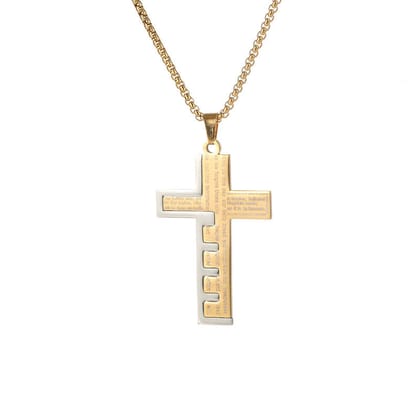 Faith Over Fear Cross (Pendant + Chain)-Golden