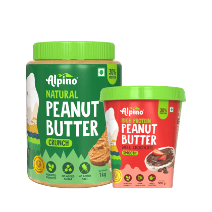 Peanut Butter Combo - Natural Crunch 1kg & High Protein Dark Chocolate Smooth 400g - Value Pack