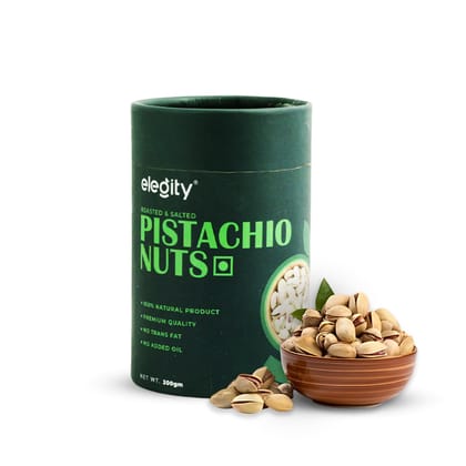 Elegity Salted Pistachios - Papertube|Namkeen Pista Dry Fruit Pistachios, 200 gm