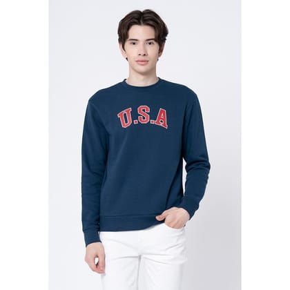 Red Tape Men's Deep Blue Printed Sweatshirt