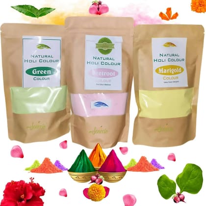 SENECIO Organic 100% Natural Holi Gulaal Herbal Rangoli I 3 Colours 100g Each