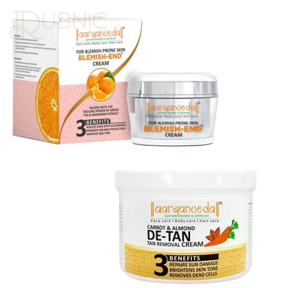 Blemish-End Cream For Blemish Prone Skin and Carrot & Almond De-Tan - Tan Removal Massage Cream