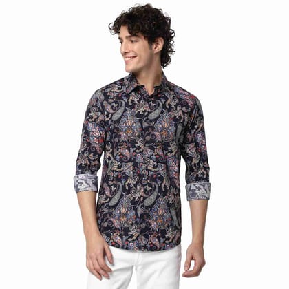 Mufti Navy & Multi Digital Print Shirt