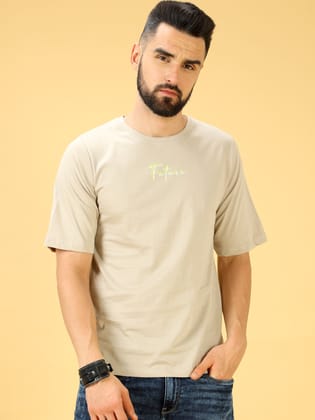 Future Chest Print Fly Sleeve Crew Neck T-Shirt-S