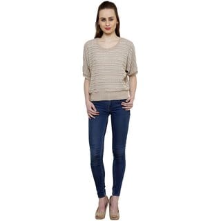 Casual Regular Sleeves Self Design Women Beige Top