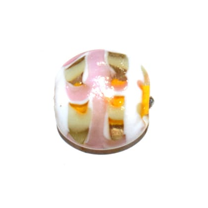 Handmade Fancy Lampwork Glass Beads For Jewelry Making Necklace , Earring and Bracelet (Flat Round) SFL-983-Per Packet 25 Pcs / 22X12 MM