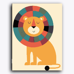 Lion with coloring hair-Without Frame