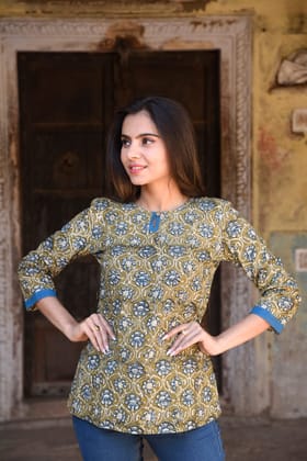 JAIPUR HANDBLOCK PRINT New collection of cotton hand printed short kurti 44