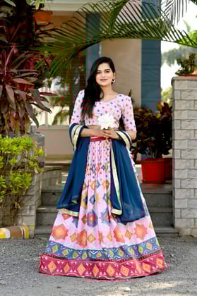 Wedding Wear Printed  Lehenga Choli-Pink