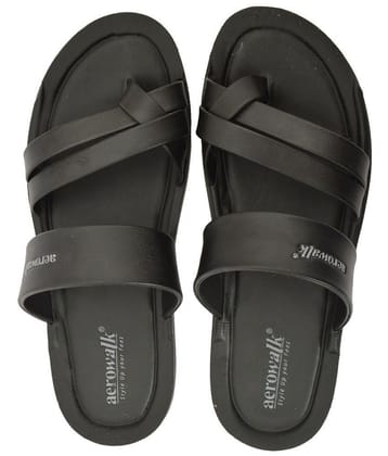 Aerowalk - Black Mens Leather Slipper - None