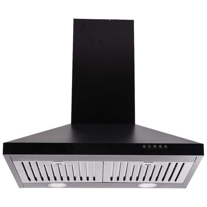 Pigeon Nebula 60 cm Baffle Filter Chimney with 860 m³/h Airflow & Press Button Controls (Black/Silver, Large)