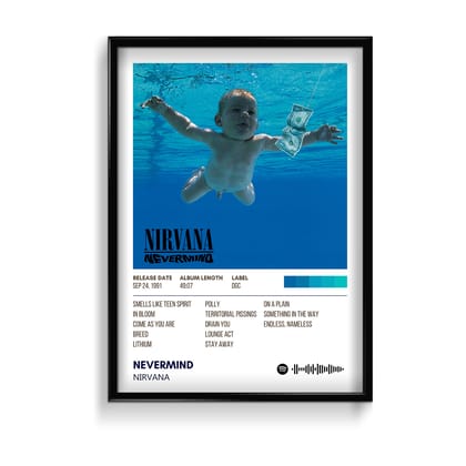 Nevermind by Nirvana Music Album Poster-A2 / Gallery Wrap Canvas