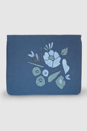 Zaina By Ctok Corsage- Aari Embroidered Laptop Sleeve Light BlueSize : 10.5" by 7.5"