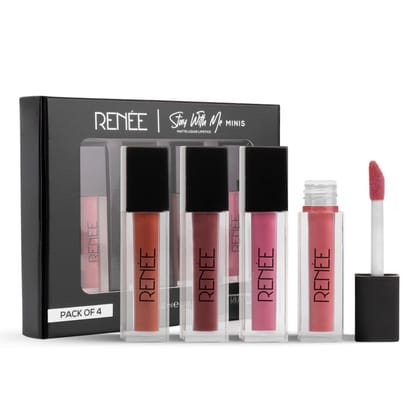 RENEE Stay With Me Minis Matte Liquid Lipsticks, 02 Nutty Nudes 2ml each