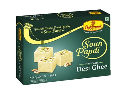 Haldiram's Soan Papdi (Desi Ghee) Packed Sweets - 500 Gm