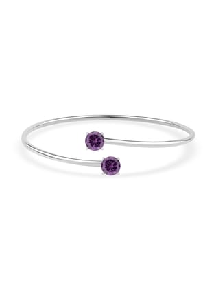 Amethyst Silver Flexible Bangle For Women