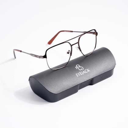 EyeJack DISK Brown & Grey Wayfarer Eyeglasses for Men & Women (128605CL194-C5)