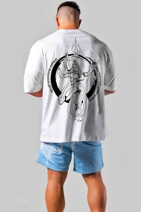 LORD SHIVA TANDAVA STOTRA Oversized T-shirt (White)-S