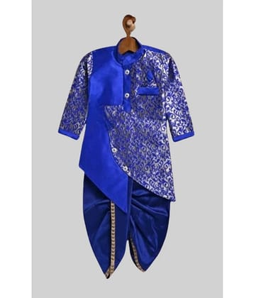 Coxxup Blue Silk Blend Boys Sherwani ( Pack of 1 ) - None