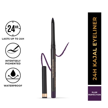 Manish Malhotra 24h Kajal Eyeliner - Plum Perfection (Purple) | Long Lasting, WaterProof, Smudge Proof Retractable Eye Kajal Pencil