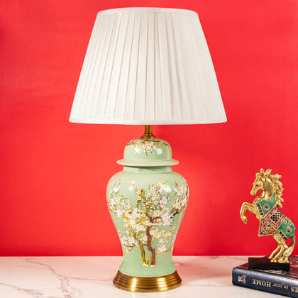 Elegant Night Bloom Table Lamp-Height - 26.5 Inches & Width - 16 Inches / STAINLESS STEEL & CERAMIC / AVAILABLE