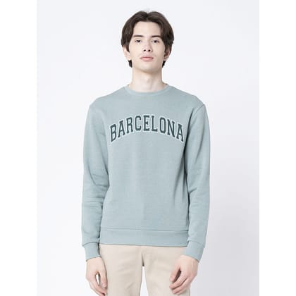 RedTape Green Melange Round Neck Sweatshirt for Men | Full Sleeve and Graphic Print