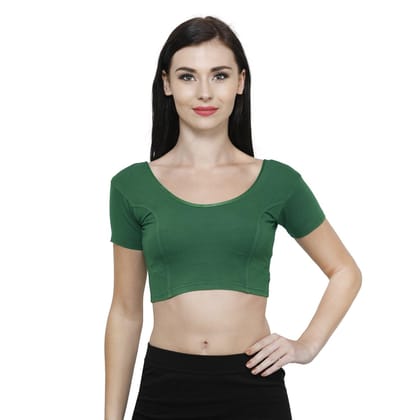 Vami Women's Cotton Stretchable Readymade Blouses - Rich Green S