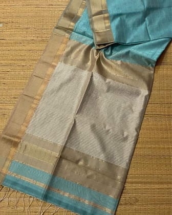 Stunning Pure Maheshwari Silk Allover Checks Tranquil Blue Saree