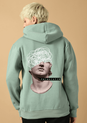 Helenistik Printed Sage Green Hoodie By Offmint-S