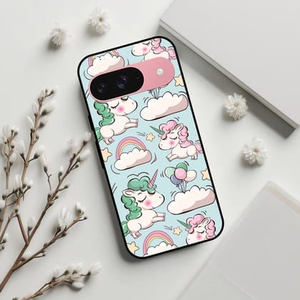 Unicorn Print Glossy Metal Case Cover For Google-Google Pixel 9