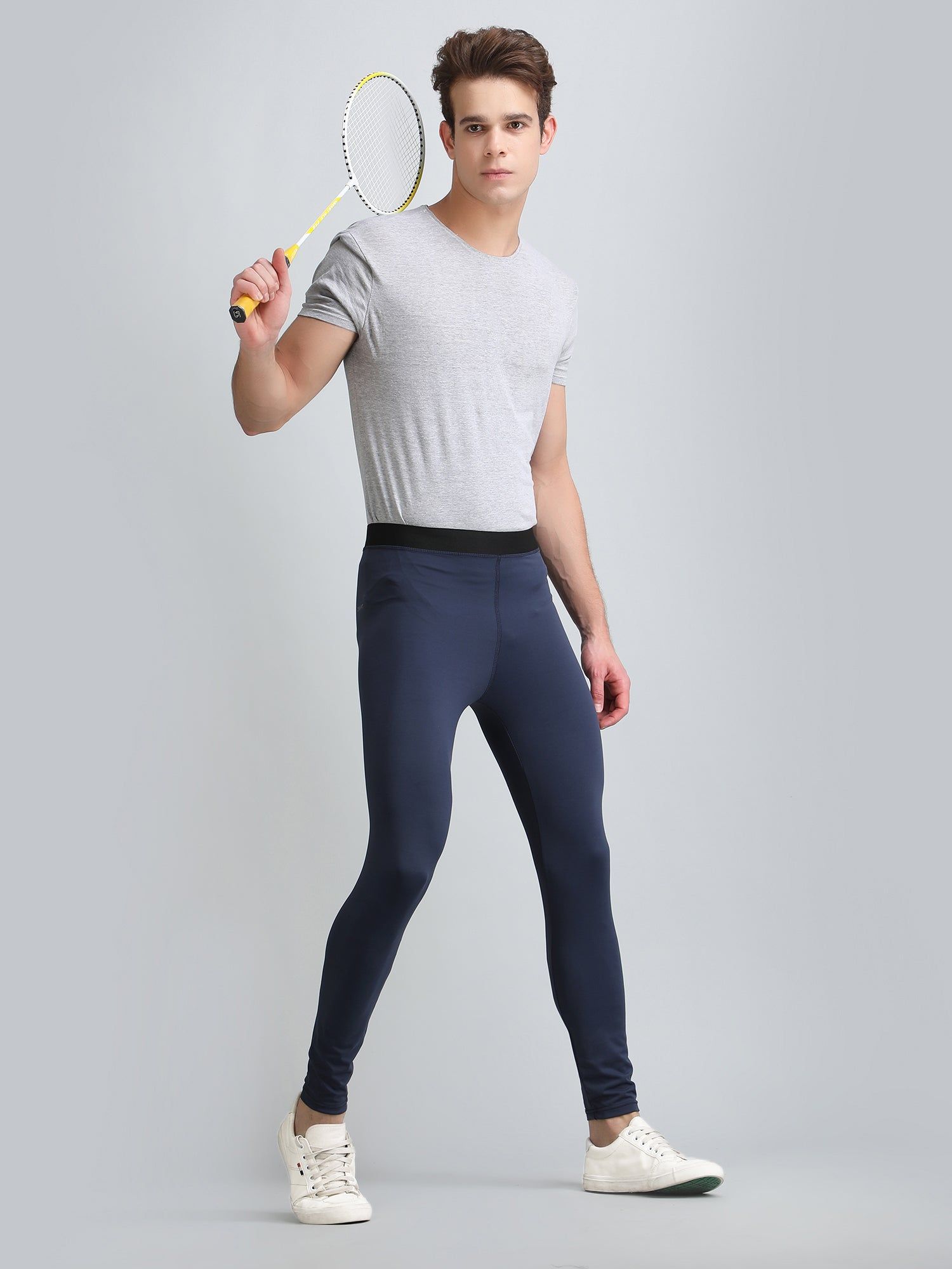 Mens Tight Fit Yoga Track Pants-Navy / M