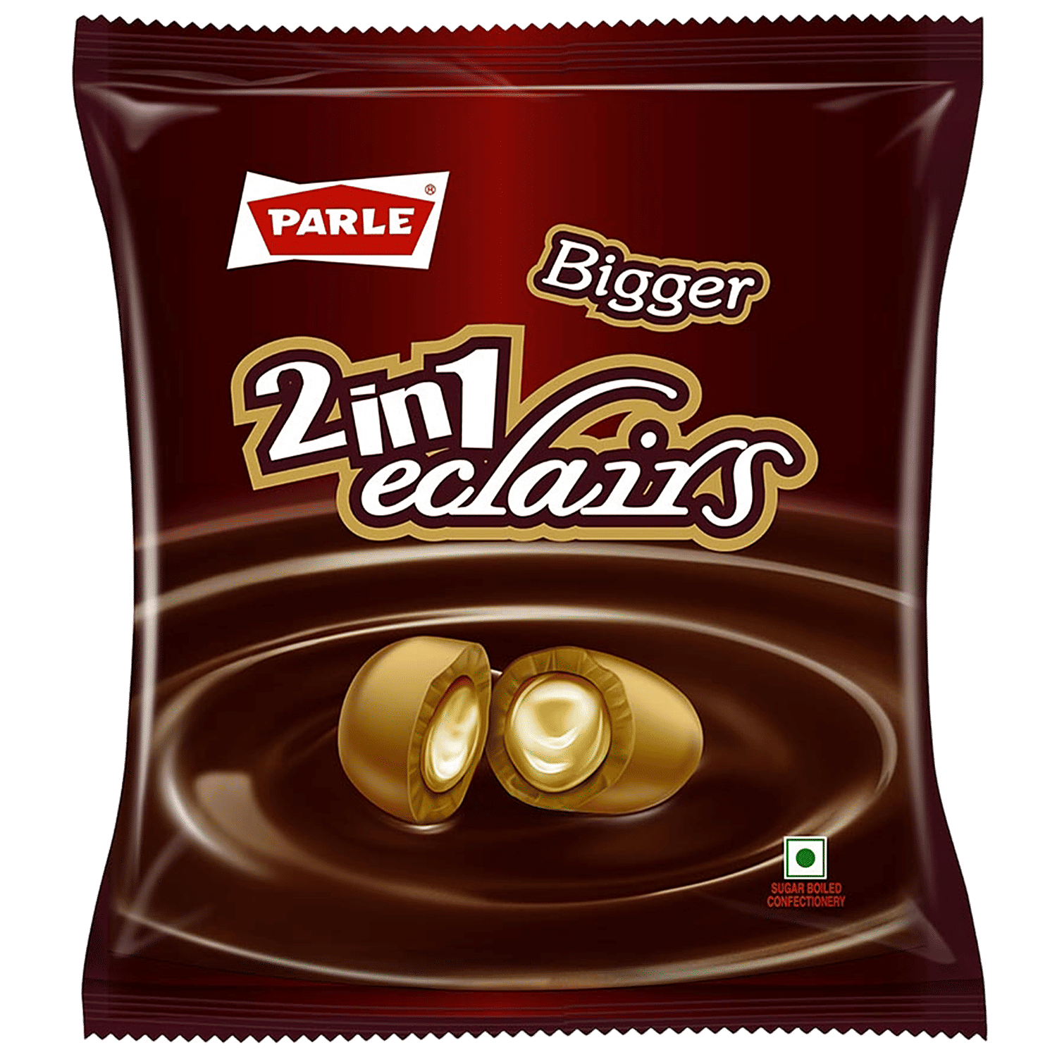 Parle Bigger 2 In 1 Eclairs Toffee - Filled With Chocolate & Caramel, Creamy, 217.8 G (Pack Of 24)