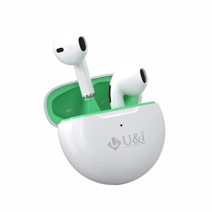 U&i Mood Series 22 Hours Battery Backup True Wireless Stereo with Mic-White-Green