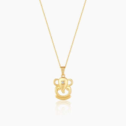 Golden Ganpati Pendant With Link Chain