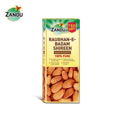 Zandu Raughan E Badam Shireen Sweet Almond Oil for Hair, Skin & Digestion 100ml