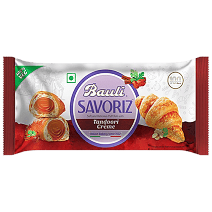 Bauli Savoriz Puffed Roll - With Cheese Tandoori, 100% Vegetarian, Soft & Creamy, 47 g Pouch