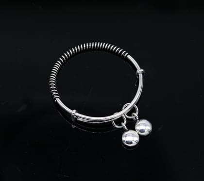 Handcrafted stylish design 925 sterling silver exclusive adjustable baby bangle bracelet, charm bangle, tribal unisex kids jewelry  bbk82